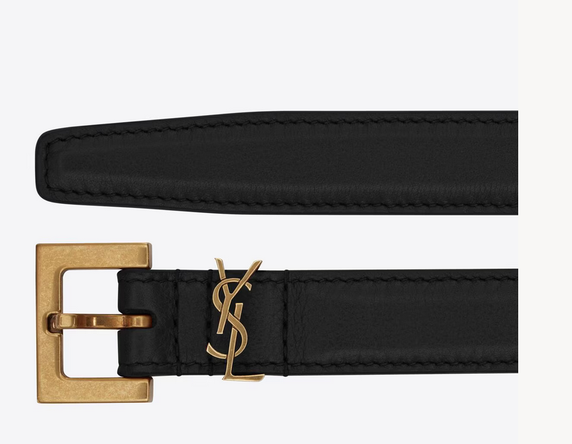 CASSANDRE THIN BELT WITH SQUARE BUCKLE IN BOX SAINT LAURENT LEATHER